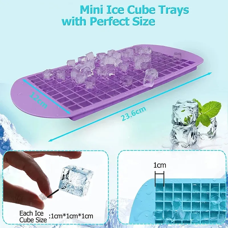 Silicone Mini Ice Cube Trays 160 Crushed Ice Cube Molds Easy Release Small Ice Cube for Chilling Whiskey Cocktail JT42