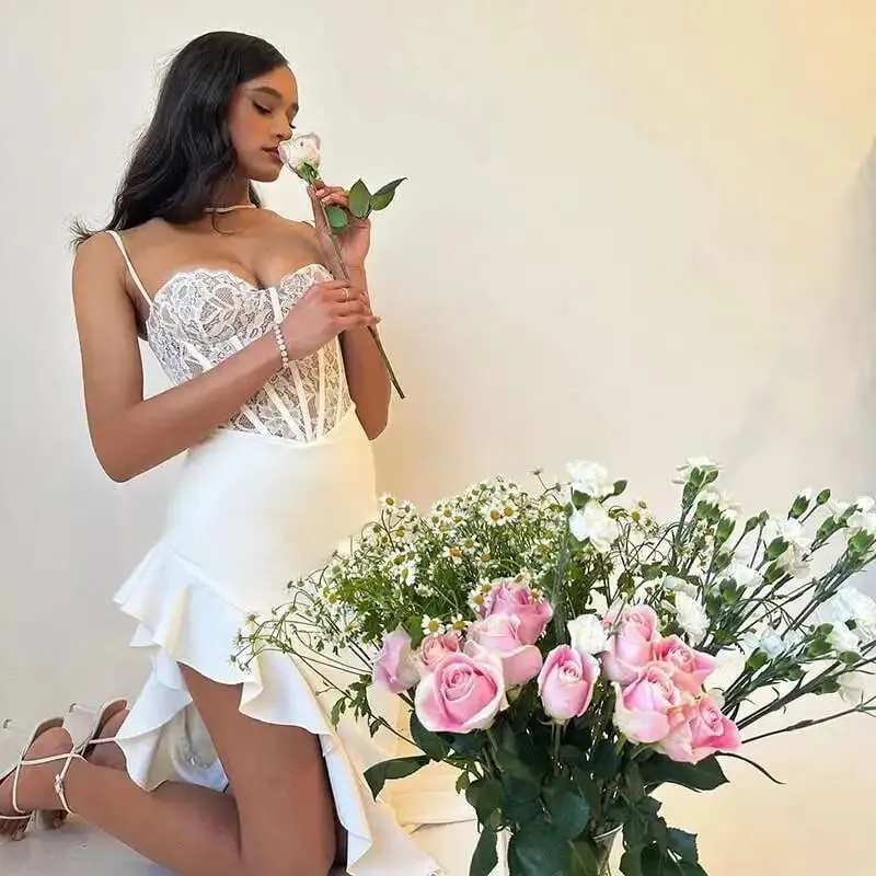 Townlike Ruffles Lace Patchwork Elegant Long Maxi Dress Women Spaghetti Strap 2023 Summer Dress Nightclub Sexy Party Dresses — image 4