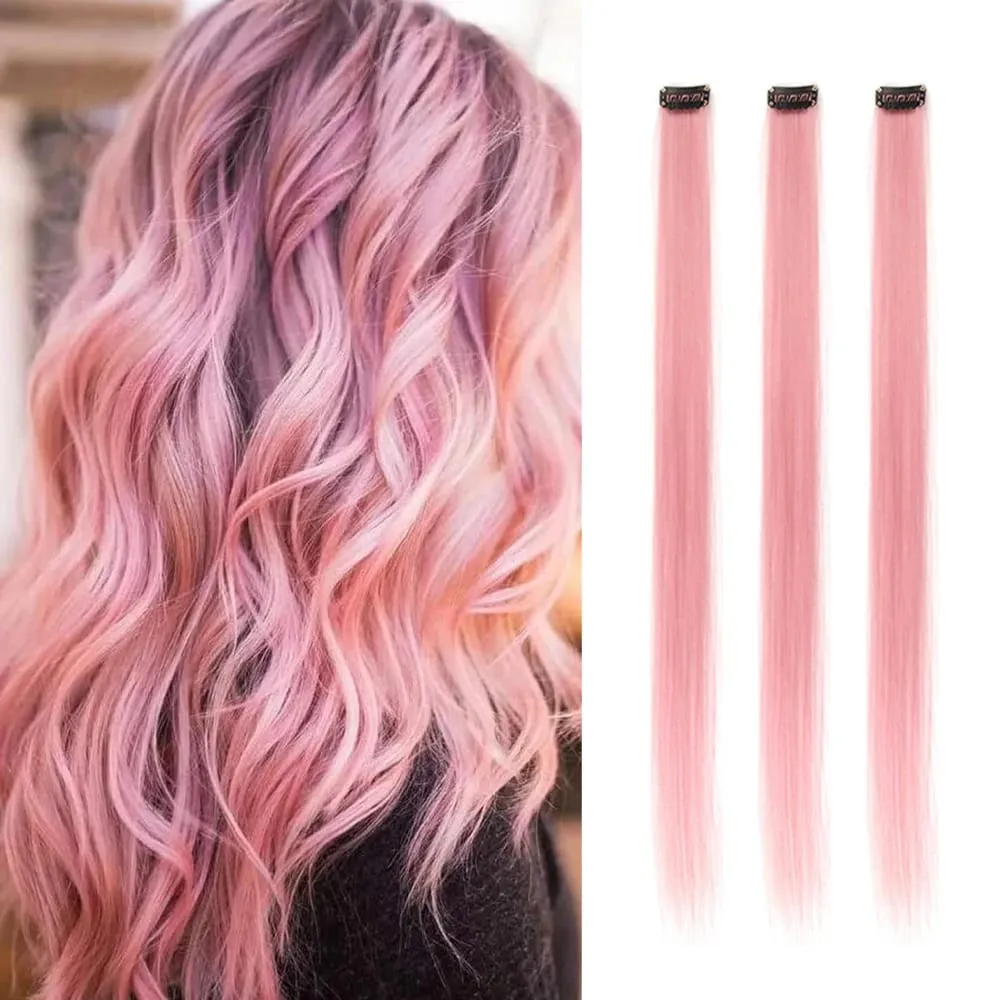 22 inches Colored Party Highlights Clip in Hair Extensions for Girls Multi-colors Straight Hair Synthetic Hairpieces — image 6