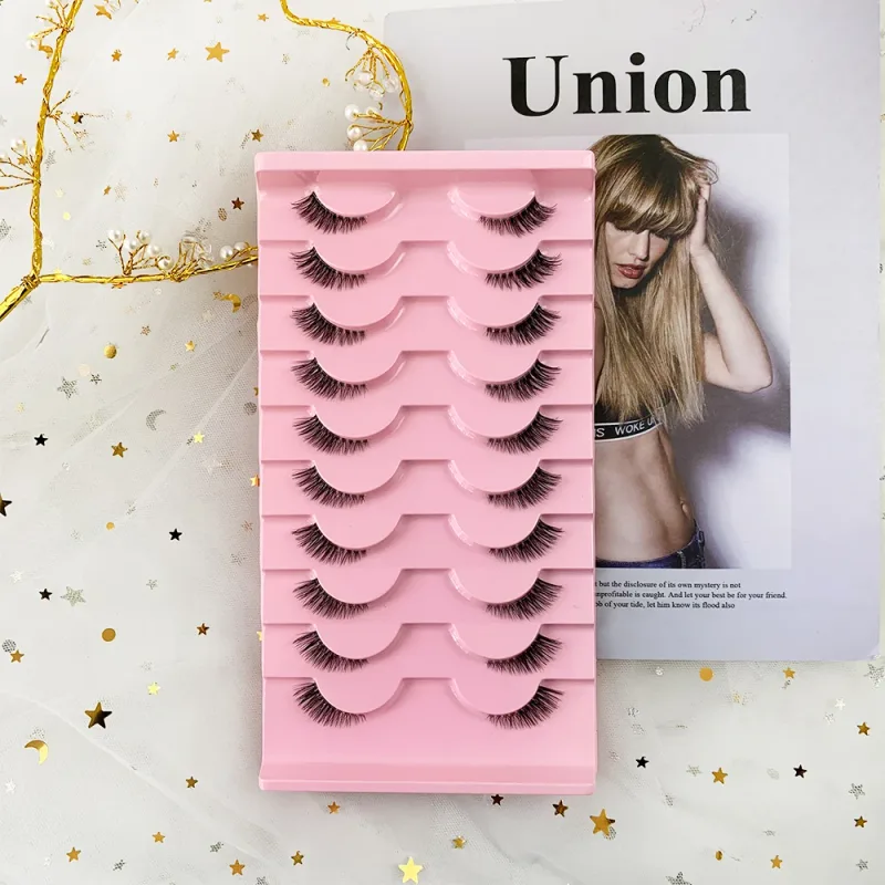 Černé řasy 10 polovičních řas Soft Natural Cat Eye Lashes Makeup Tool Prodlužovací nástroj Fluffy Faux Cils sezona návratu do školy — image 5