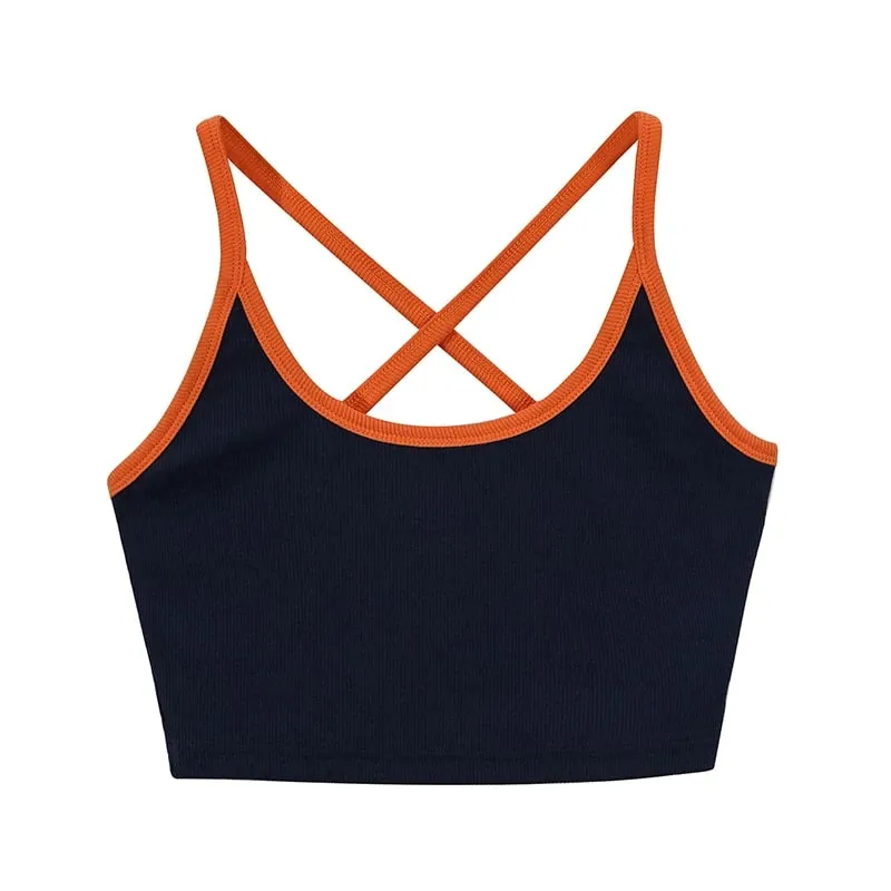 94% Cotton Crop Top Woman Sexy Sleeveless Patchwork Back Cross Streetwear Summer Tops Cute Tops Corset Youthful Woman Clothes — image 9