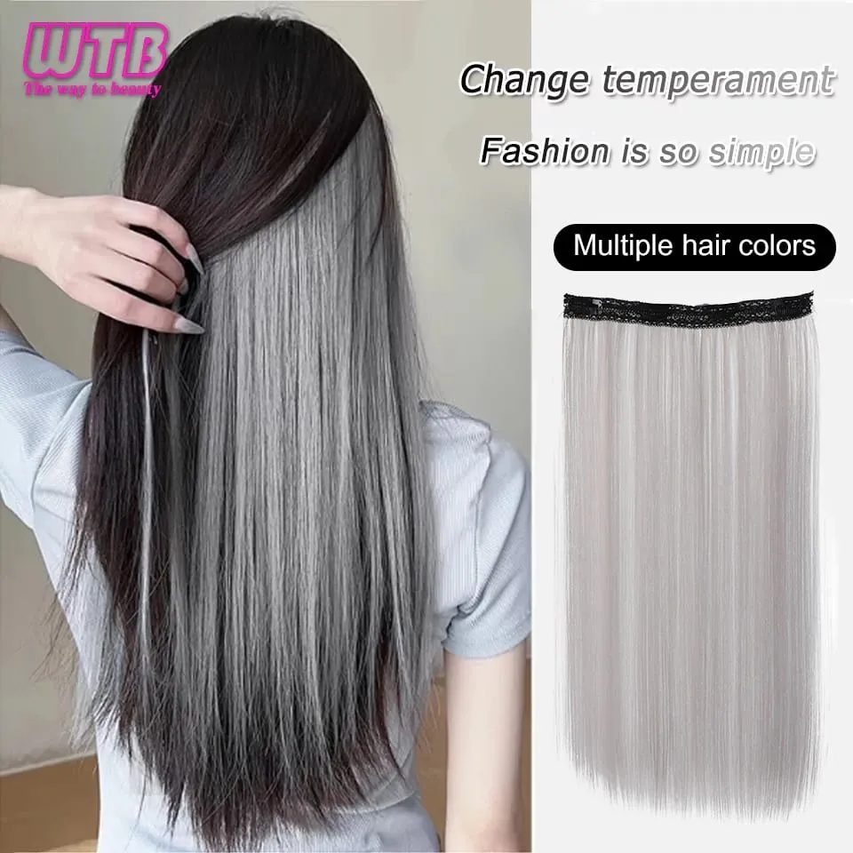 Synthetic Long Straight Clip In One Piece Hair Extension 4 Clips Inner Layer Hidden Hair Color Hair Piece Color Wig — image 2