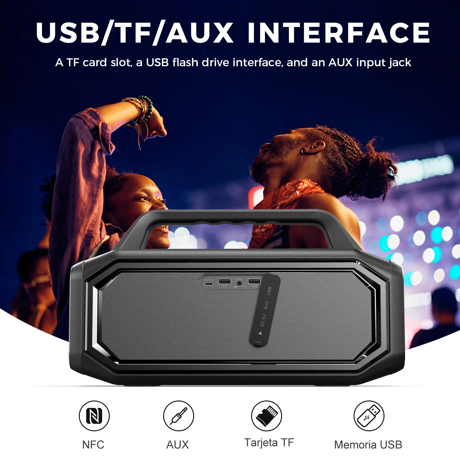 BT261-2 80W Speakers Bluetooth Wireless Portable Outdoor Speakers Loud with Bass Boost Stereo Pairing Reverse Charging IPX6 Waterproof