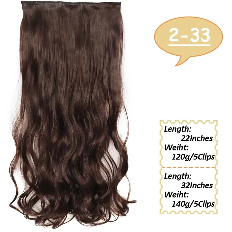 5 Clips Long Wavy Clip In Hair Extensions Synthetic Heat Resistant One Piece False Blonde Hair Black Brown Hairpiece For Women