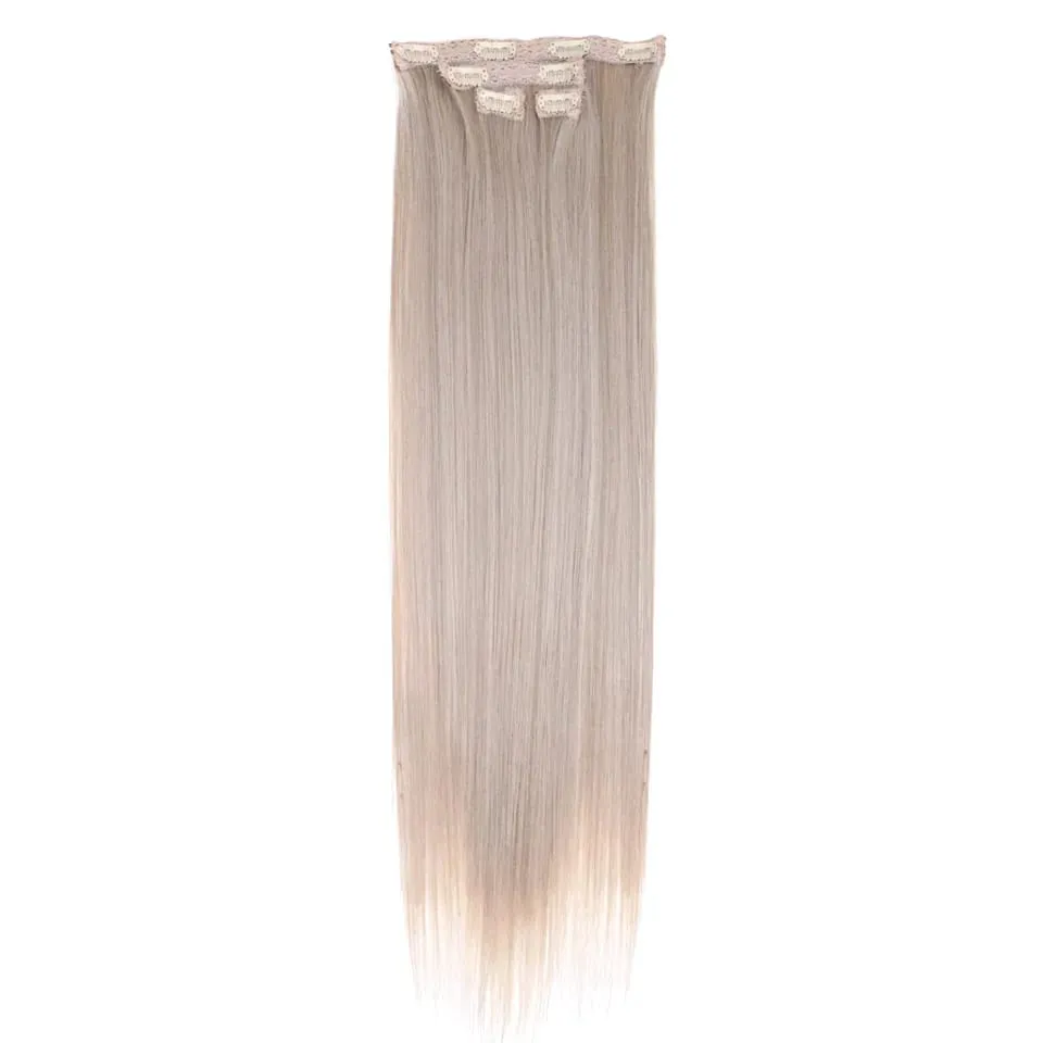 Long Straight Hairstyle 8 Clips In Hair Extensions Blonde 60CM Natural Synthetic Hair Daily Use Hairpiece Fake Hair — image 10