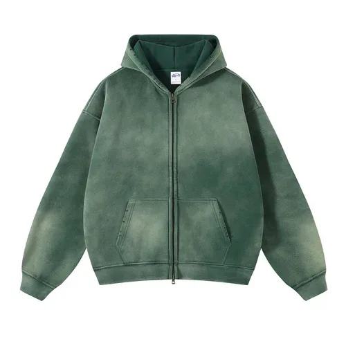 Heren Hoodies met ritssluiting Tie Dye Washed Dubbel oversized vest Sweatshirt Los Plus Pluche Gradiënt Heren Truien met capuchon Winter — image 13