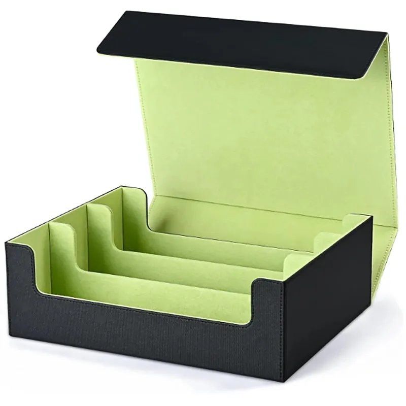 Trading Card Storage Box Can Hold 1800+ Single Decks Magnetic Closure PU Leather Card Box Fits for TCG Yugioh Cards