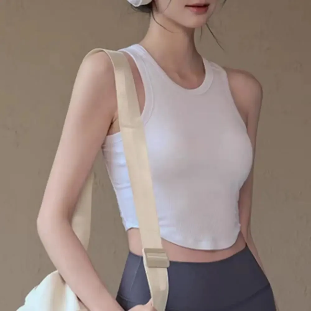2025 U Push Up Sport Bra Fashion Women Tank Top Solid Color Sleeveless Vest Comfortable Short Top Breathable Casual Crop Tops