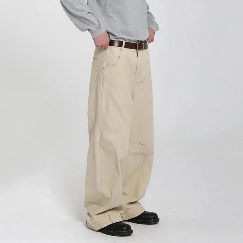Korean Style Men's Jeans Casual Solid Color Washed Simple All-match Trousers Cleanfit Wide Leg Loose Male Jeans New 9W4253 — image 5