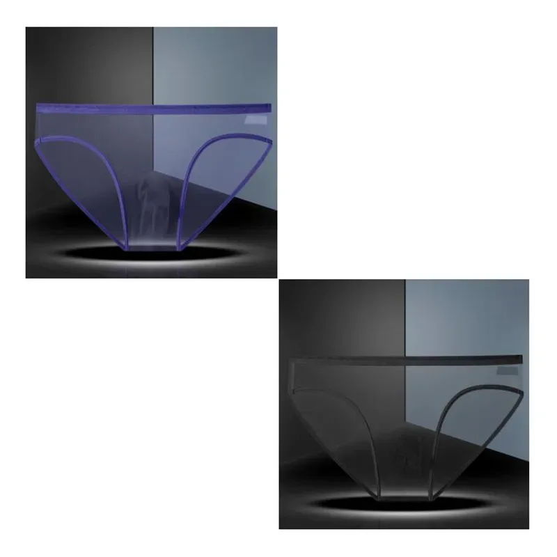 1-2 Pcs Men's Briefs Seamless Transparent Ultra-thin Underpants Breathable Mesh Sexy Male Panties Elastic Underwear Shorts Panty — image 26