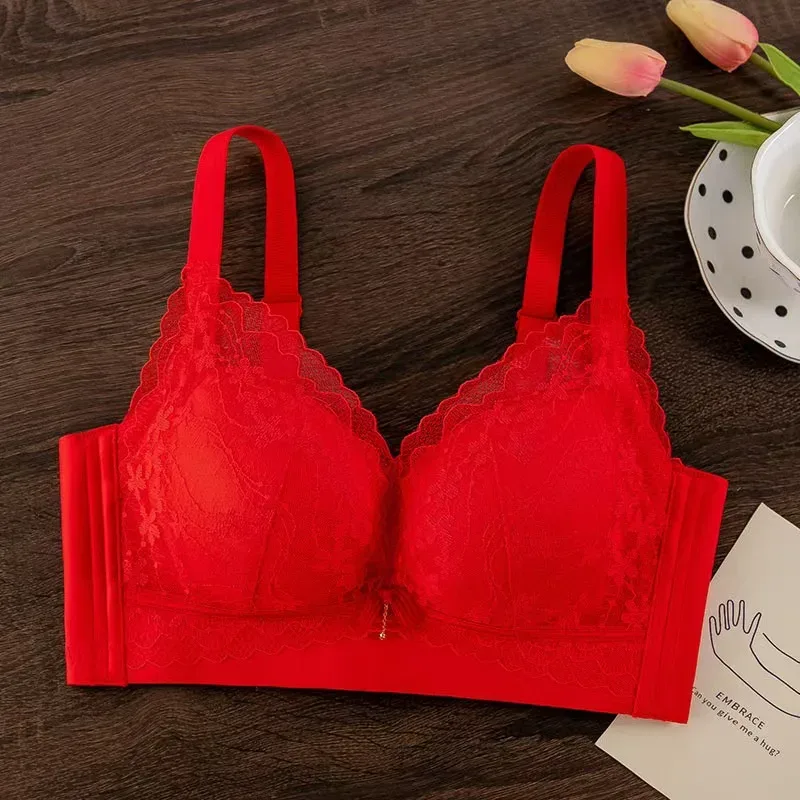 Bra Push-Up Tebal Renda Seksi untuk Payudara Kecil Anti-Kendur Boleh Laras Selesa Tanpa Wayar Pakaian Dalam — image 9