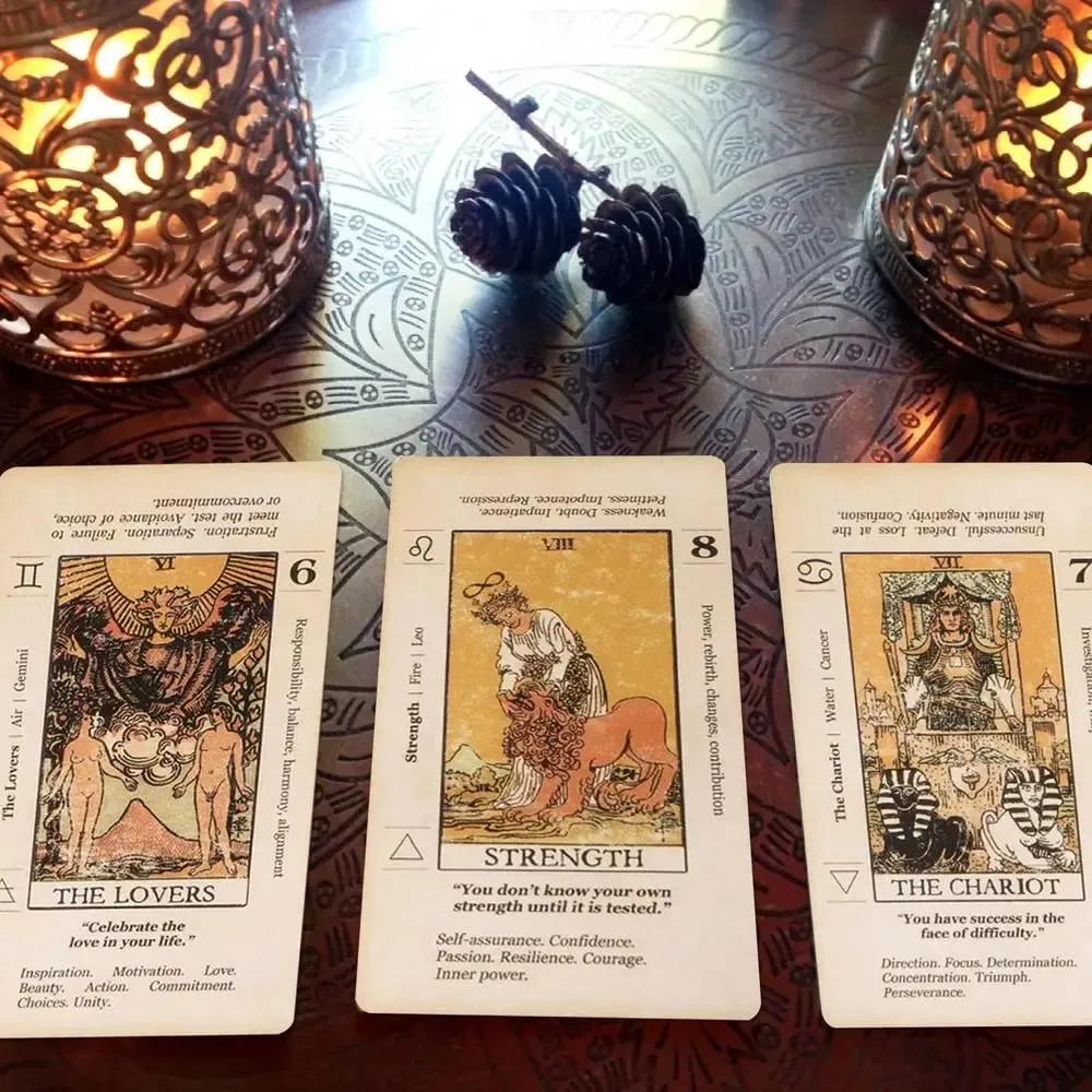 Tarot Card With Meaning On Them Beginner Tarot Keyword Antiqued Tarot Deck Learn Tarot 78 Cards Reversed — image 3