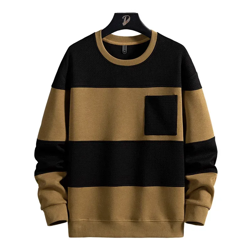 2024 Spring Men Stripe Sweatshirt Cotton Oversized Hoodies Men Long Sleeve O-Neck Pullovers Male Streetwear Fashion Tops 6Xl 8Xl