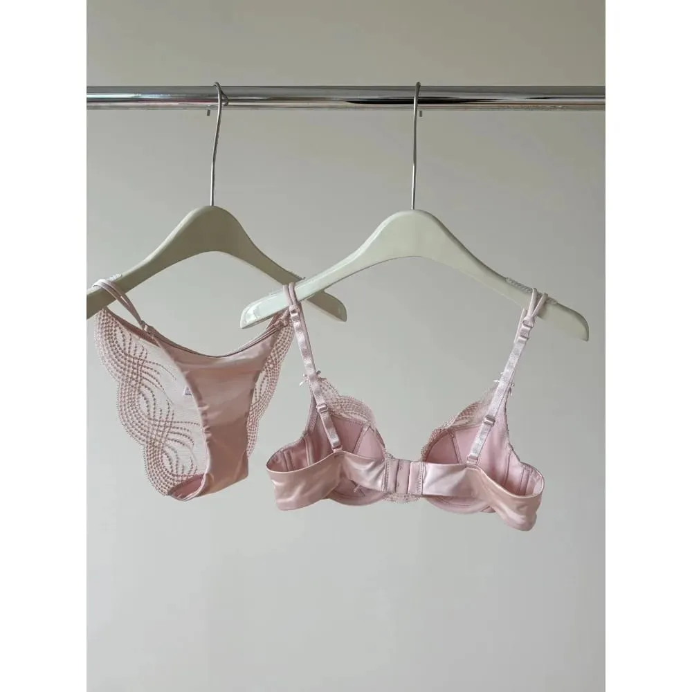 Meia xícara conjunto de lingerie feminina copo fino push up macio underwire sutiã calcinha pequeno peito reunir apoio lateral anti sag roupa interior 32-38 — image 4