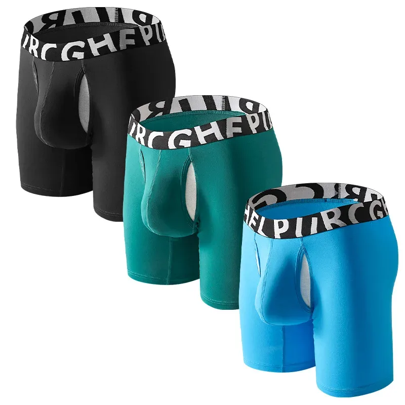 1pc Men's 3/4 Long Boxer Briefs - Inner Sports Underwear, Double-Layer Separate, U-Pouch, Long Length for Wear Inside — image 2
