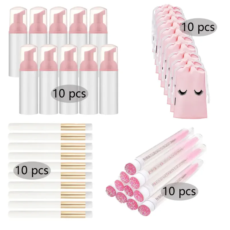 20/40 ks 60ml plastové plnitelné nepropustné lahvičky s prázdnou pumpičkou na řasy Sada cestovního dávkovače mýdla na mýdlo na make-up — image 19