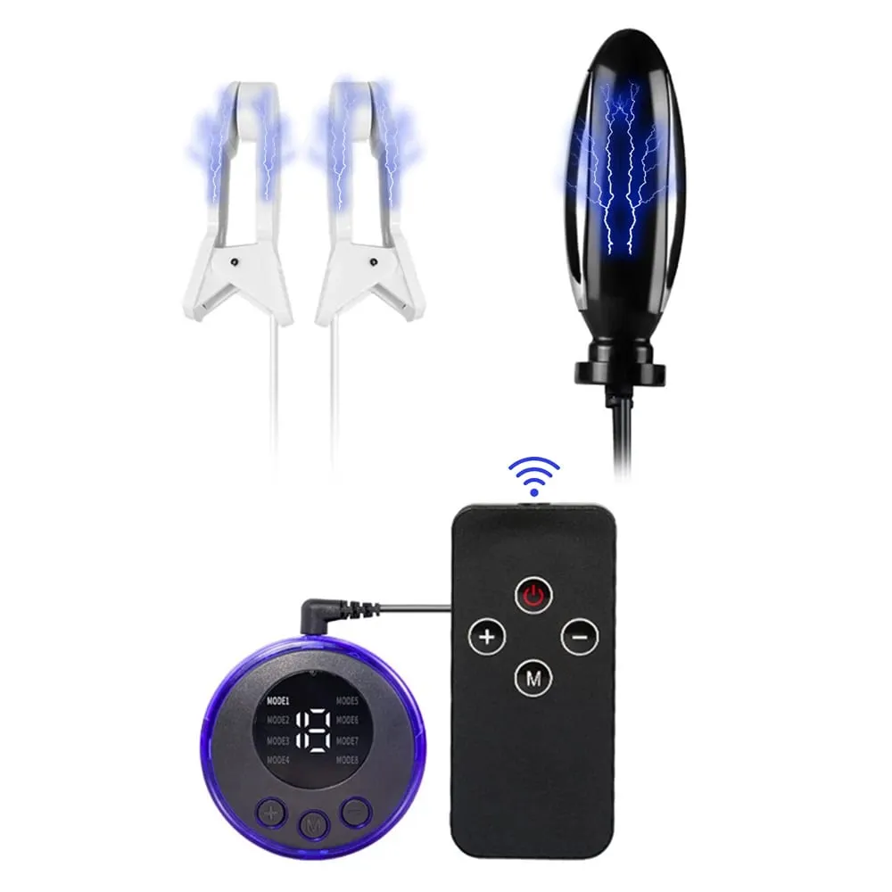 Electric Shock Anal Beads Dildo Vibrator Electro Pulse Nipple Shcok Stimulator Massager Nipple Clip Adult Sex Toys For Women Men — image 1