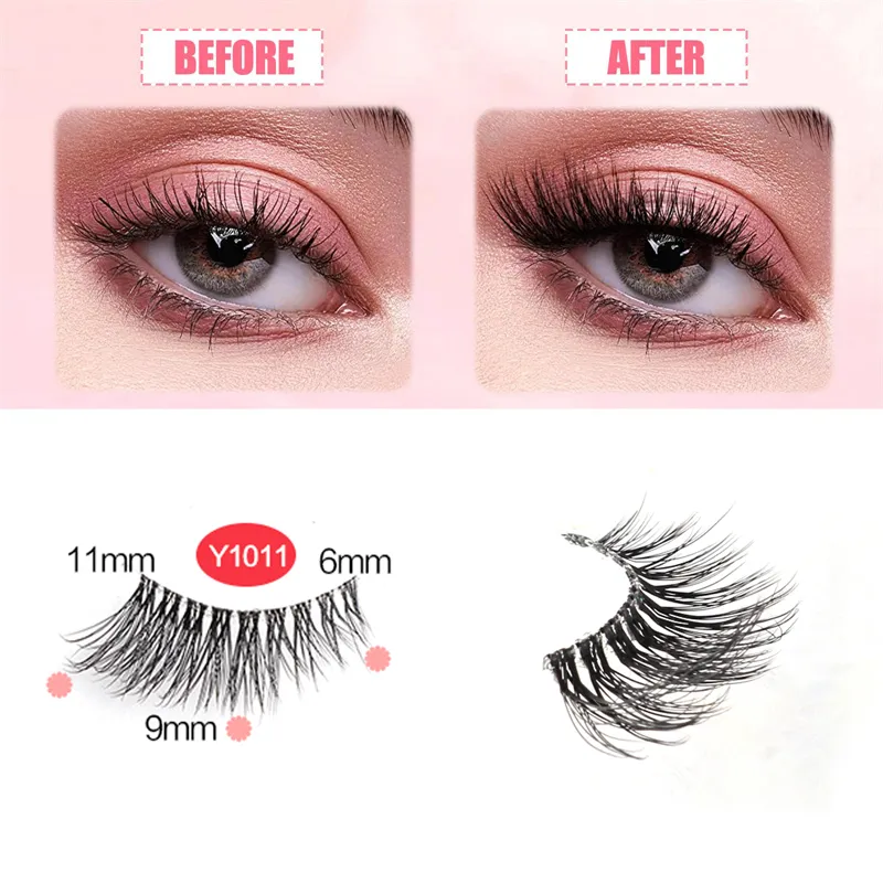 Half Eye Lashes Cat Eye Lashes 3/5/10 Pairs False Eyelashes Fluffy Soft Natural Look Clear Band 3D Mink Lashes Extension Makeup