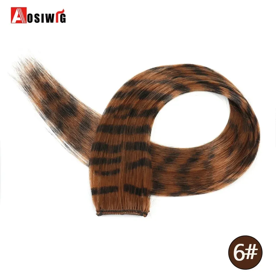 Feather Hair Extensions Purple Red Grey Synthetic Clip In Hair Feather Colorful False Hair Extension Mixed Color Straight Hair — image 12