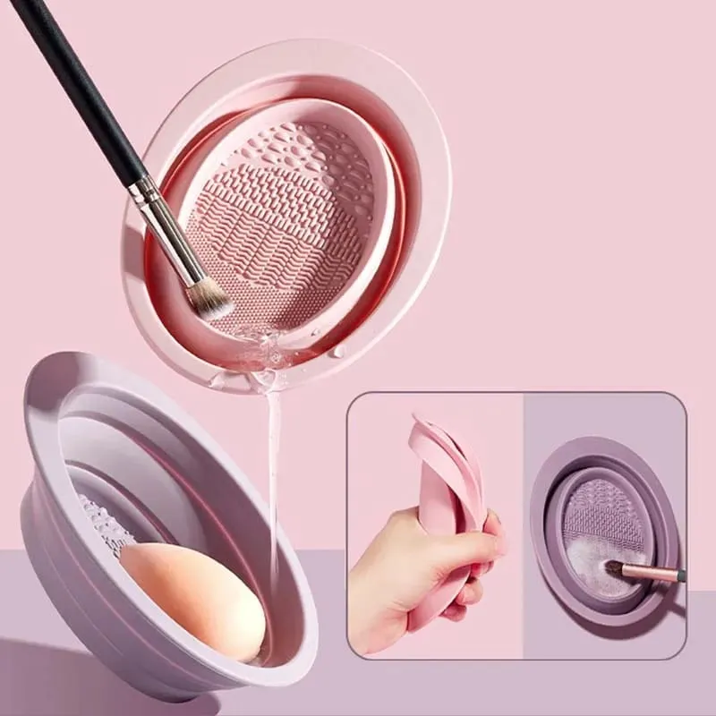 Makeup Brushes Sponge Blender Puff Cleaner Make Up Tools Washing Cleaning Liquid Bowl Air Drying Net Set For Powder Eyeshadow — image 2