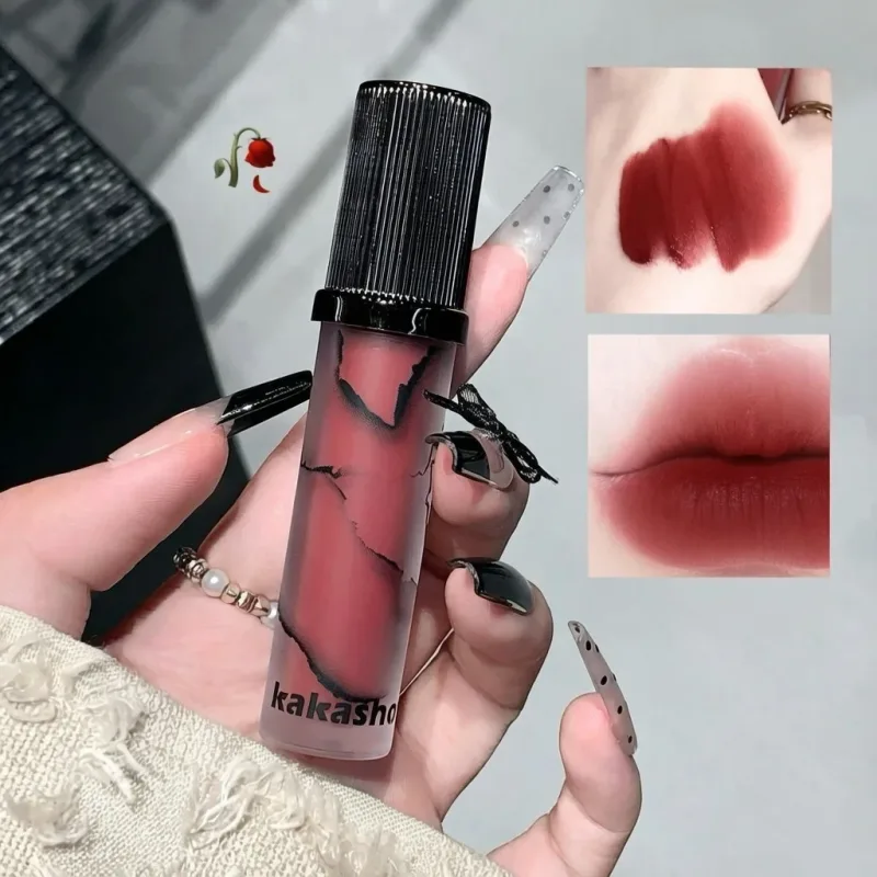 Mármore fosco labial lama veludo macio nevoeiro matiz labial de longa duração antiaderente copo cosméticos labiais