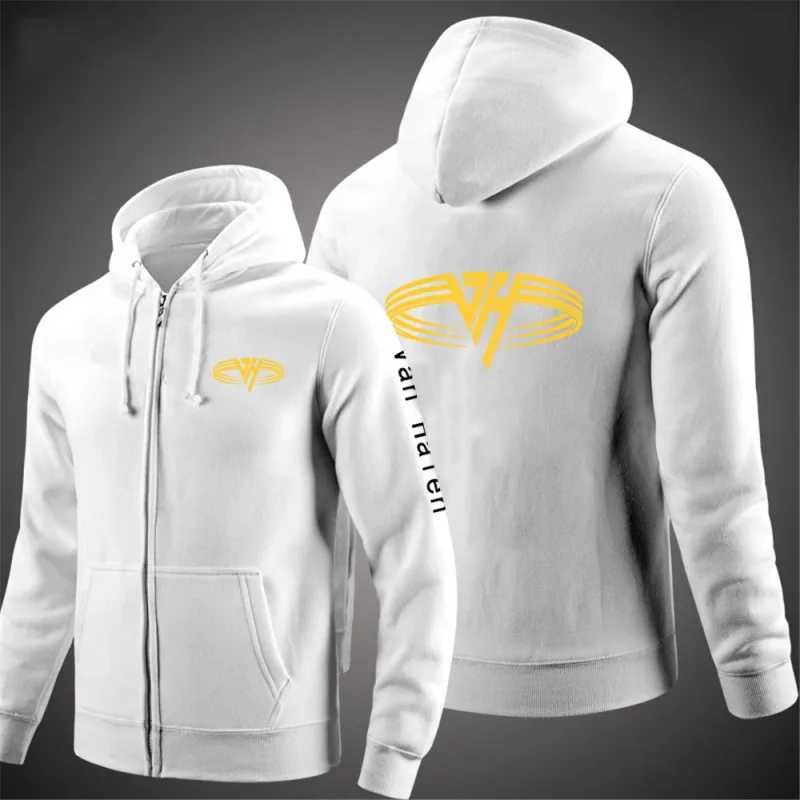 2024 Spring Autumn Van Halen Logo Printing Solid Color Classic Hooded Hoodies Men's Trendy Sports Casual Long Sleeve Loose Coat — image 12