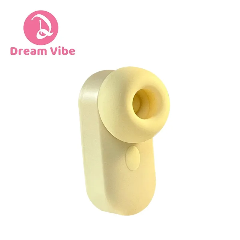 Dream Vibe Echo 2-in-1Mini Sucker Earphone Shaped Yellow Tapping and Sucking Vibrator Sex Toy Woman Nipple Clitorial Massager