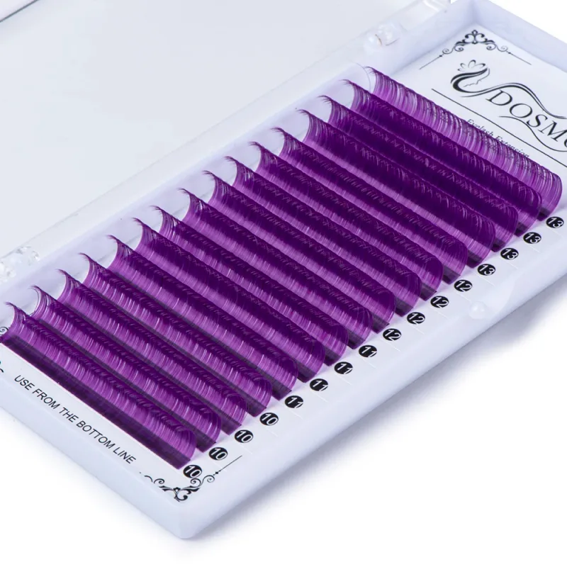0.07mm Color Brown Soft Eyelash Extensions 16 Rows Mixed False Lashes Purple Blue for Eye Makeup — image 4