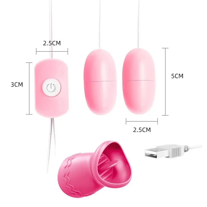 Två bollar Vibrator Tunga Slickning Vibrerande Hopp Ägg Klitorisstimulator Vuxenprodukt Sexleksaker för kvinnor Kvinnlig Onani — image 8