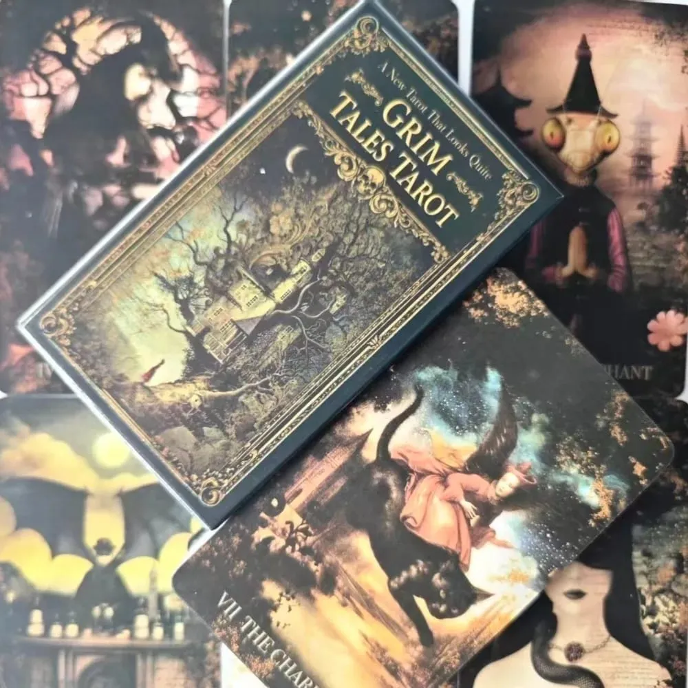 Grim Tales Tarot Deck - 10,3 * 6 cm 78 cartes RWS cartes de conte de fées gothiques pour le travail de l'ombre Dark Fantasy illustré — image 3