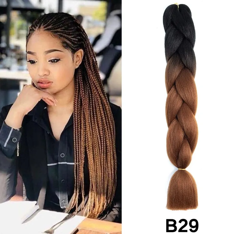 24 Inch Synthetic Jumbo Braid Pure And Ombre Braiding Hair Extensions For Women DIY Jumbo Hair Braids Black Green Gray Brown — image 43