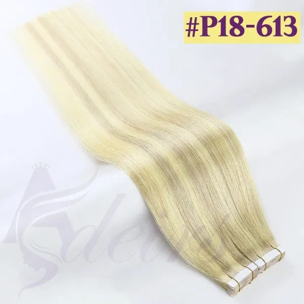 Straight Tape In Human Hair Extensions 100% Real Hair Extensions 16"-24" Black Brown Blonde #613 Invisible Tape In