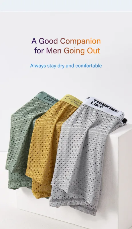 Mens Ice Silk Mesh Underwear Summer Breathable Mesh Cool Boxer Boxer Shorts for Men 45-90KG Anti-bacterial Light Thin Underpants — image 18