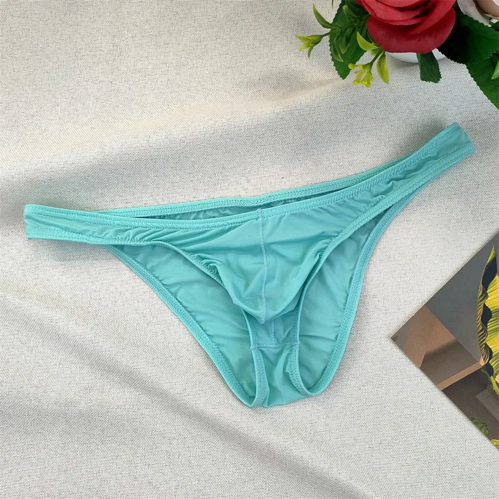 Herr Ultralåg midja Bugle Pouch Bikinitrosor Sexiga tighta Transparenta underkläder Man Is Silk Ultratunna kalsonger Plus Size