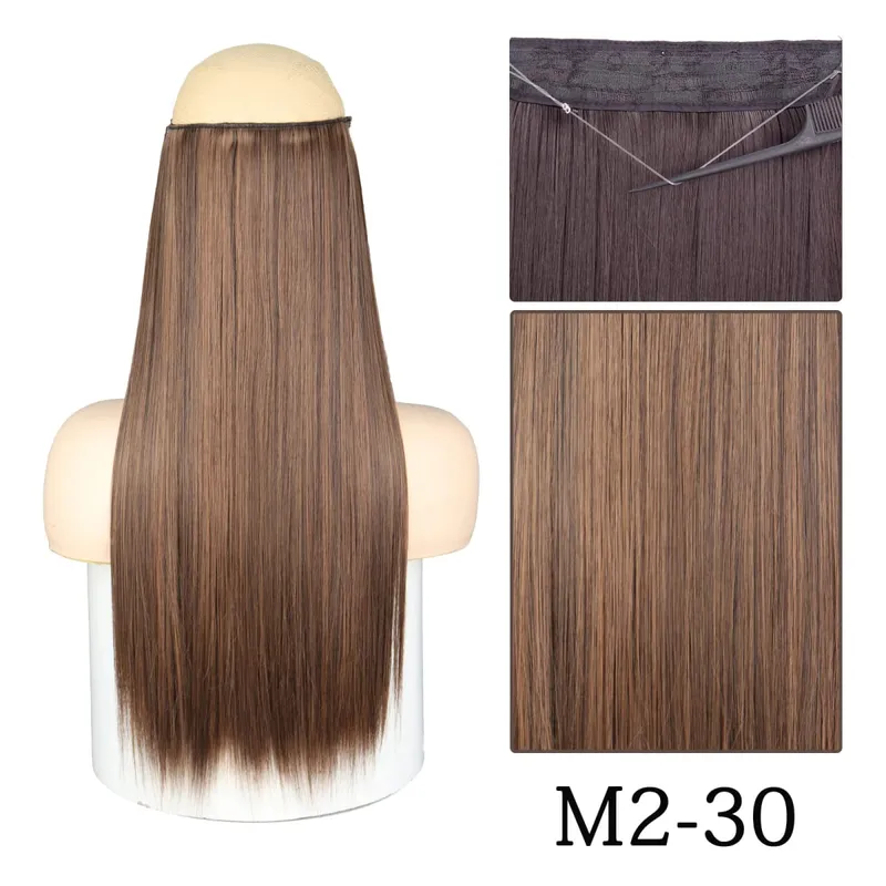 Synthetic Long Straight No Clip One Piece Hair Extension Natural Adjustable Line False Hairpiece For Women