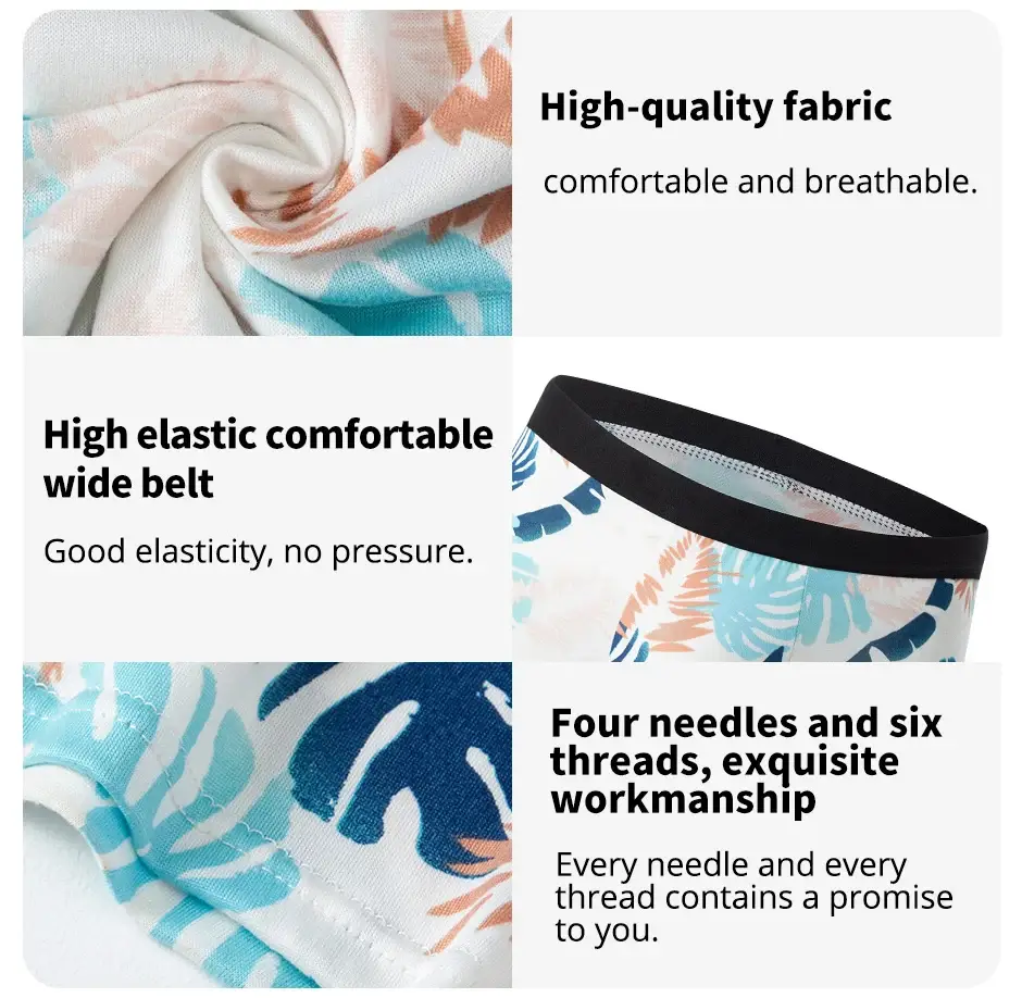 4-piece MEN'S Fashionable and Charming Flower Underwear Comfortable and Breathable Crotch Boxers Teenagers Plus Size Underwear. — image 2