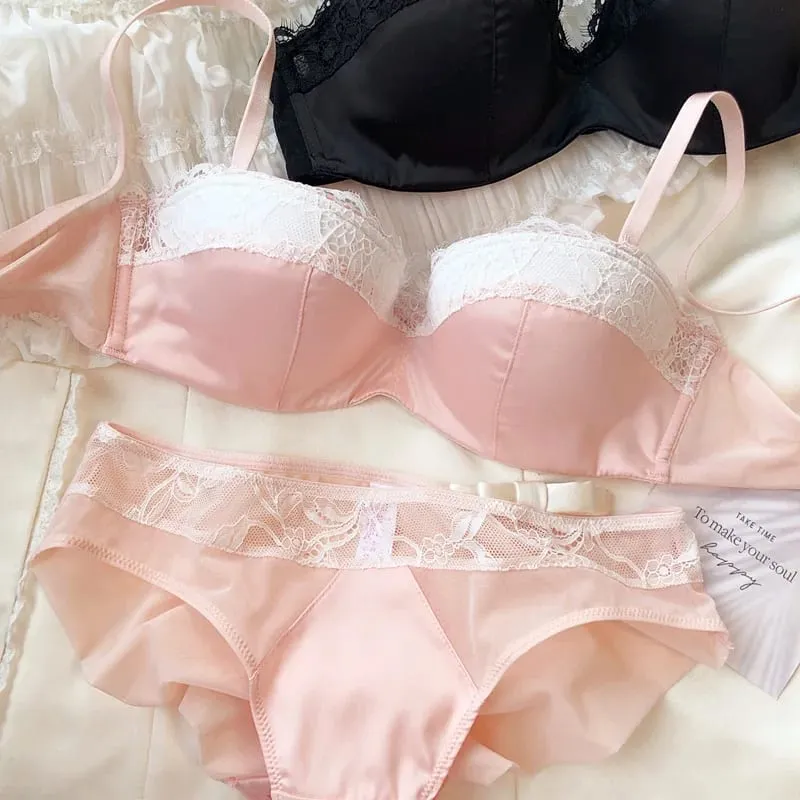 Luxury Lingerie Set for Women Lace Sexy 1/2 Thin Cup Push Up Bra Summer Seamless Comfort Intimates Underwear and Panties Sets