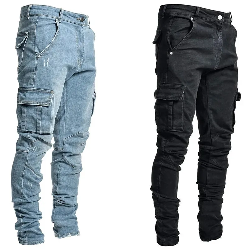 New Autumn Men Pants Casual Tactical Jeans Male Multiple Pockets Cargo Pant Casual Straight Dimem Jeans Trousers Plus Size S-4Xl — image 3
