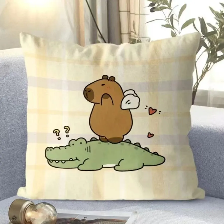Capybara Cute Throw Pillow Cartoon Square Pillows Kawaii Anime Soft Waist Sofa Cushion Car Home Bedroom Decoration — image 3
