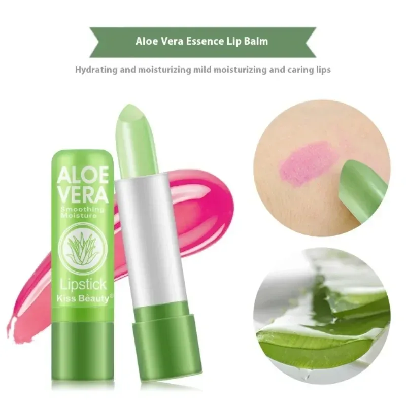 Aloe Vera Moisturizing Lipstick Natural Lasting Temperature Color Changing Lip Balm Fade-Resistant Nourishing Lips Care Makeup