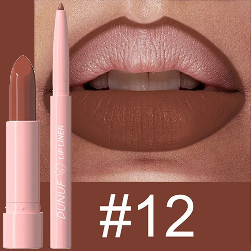 2Pcs/Set Lipstick+Lip Liner Makeup Kit Matte Nude Long-lasting Waterproof Non Staining Tapered Nib Lip Contour Pen Lip Cosmetics