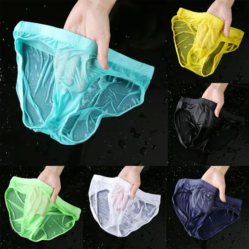 ผู้ชายเซ็กซี่ Sheer Ice Silk ชุดชั้นใน Quick-Dry U กระเป๋านูน Breathable ต่ำเอวกางเกงฤดูร้อน Cooling — image 8