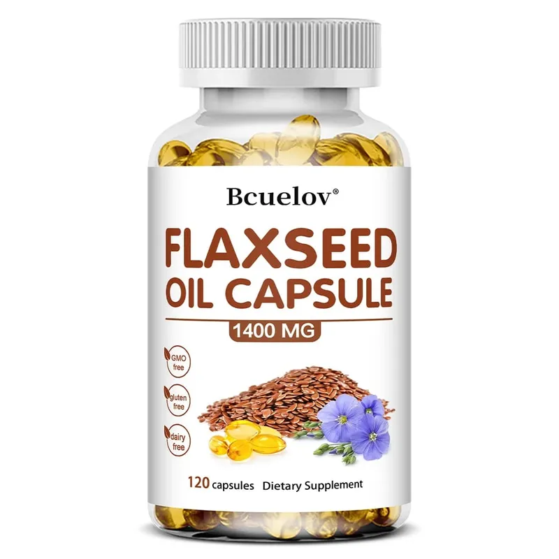 Flaxseed Oil + OMEGA-3 Capsules - Good for Heart Brain Eyes Joints Bone Health and Enhances Immunity 120 Capsules