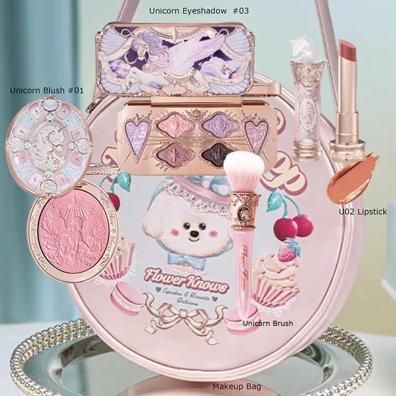 Flower Knows Makeup Set Box Full Swan Bear Garden Collection Embossed Blush Shine Lipstick Kit Foundation All in Maquiagem Kit
