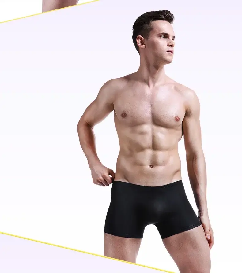 Ice silk underwear men's seamless ultra-thin transparent boxer shorts sexy one piece summer breathable youth tide four corners — image 20