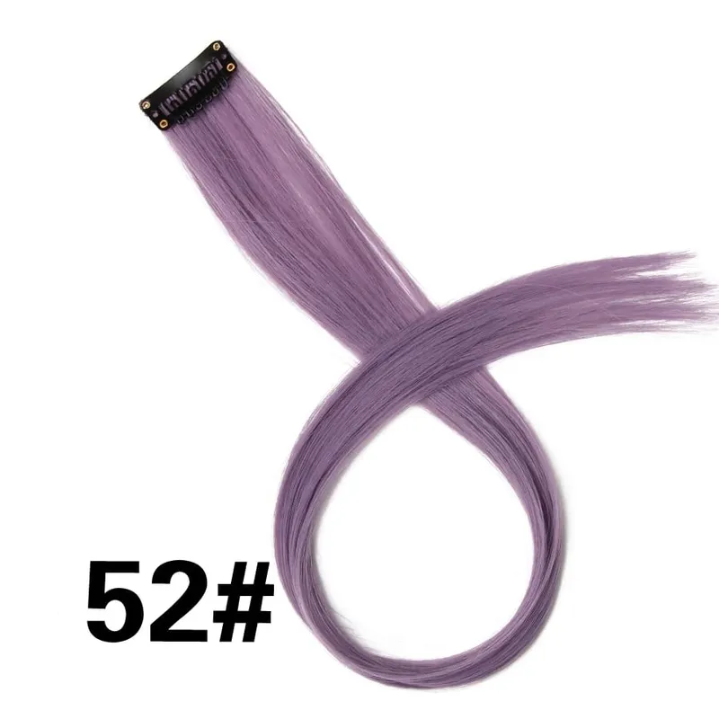 Synthetic 50Cm Rainbow Colors One Clip In Hair Extensions Straight Long Synthetic For Women Hair Piece Blue Pink Purple Red 12G