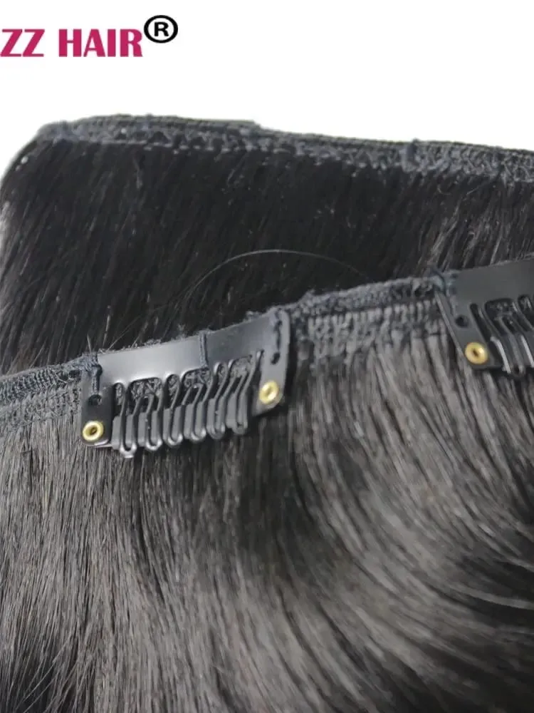 100% Human Remy Hair Extensions 16"-28" 2pcs Set 100g-200g 2x20cm Clips-in Two Pieces Natural Straight