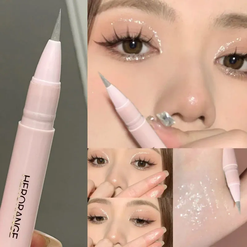 Herorange Glitter Shimmer Eyeliner Pen Sparkly Highlighter for under Eye Smooth Liquid Lying Silkworm Makeup Pen — image 9