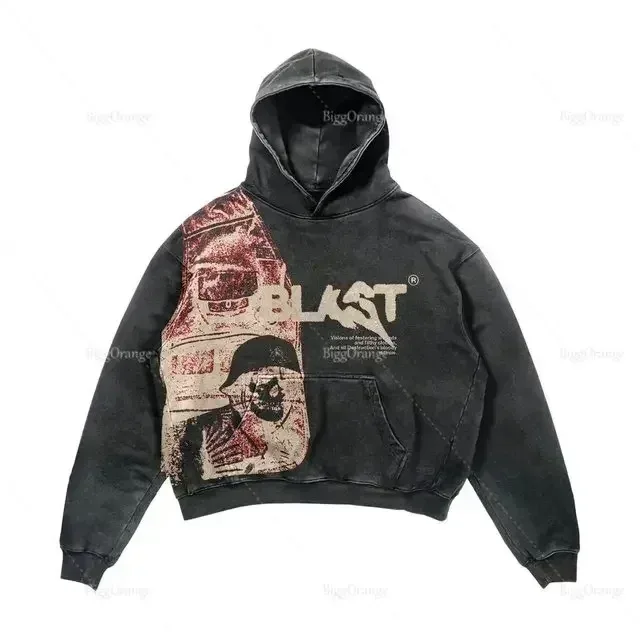 Harajuku Thickened letter print Oversized Hoodie Y2k Goth Hoodies Women Streetwear Tops Sweatshirt grunge Clothes Men Clothing — image 8