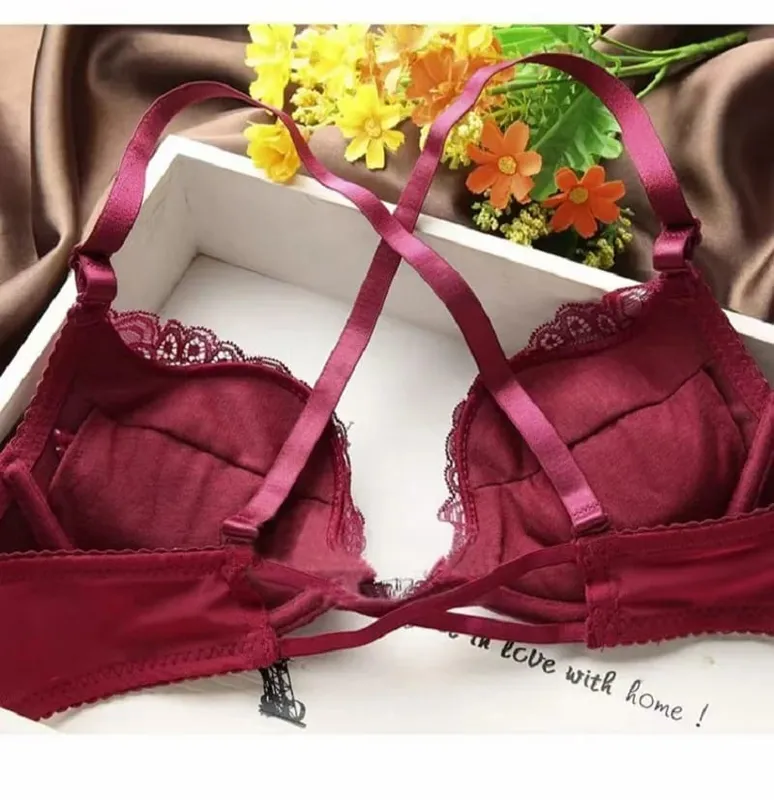 Sexy Lace Bra Set Front-Buckle Backless Push Up Adjustable Lingerie — image 5
